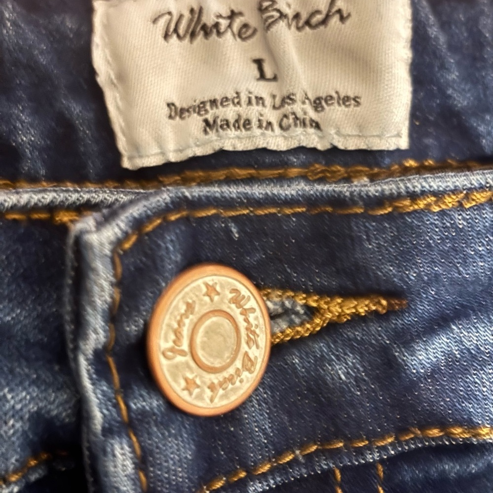 white birch Dark Wash Flare Jeans with Raw Hem Size L NWOT High waist - Picture 3 of 5